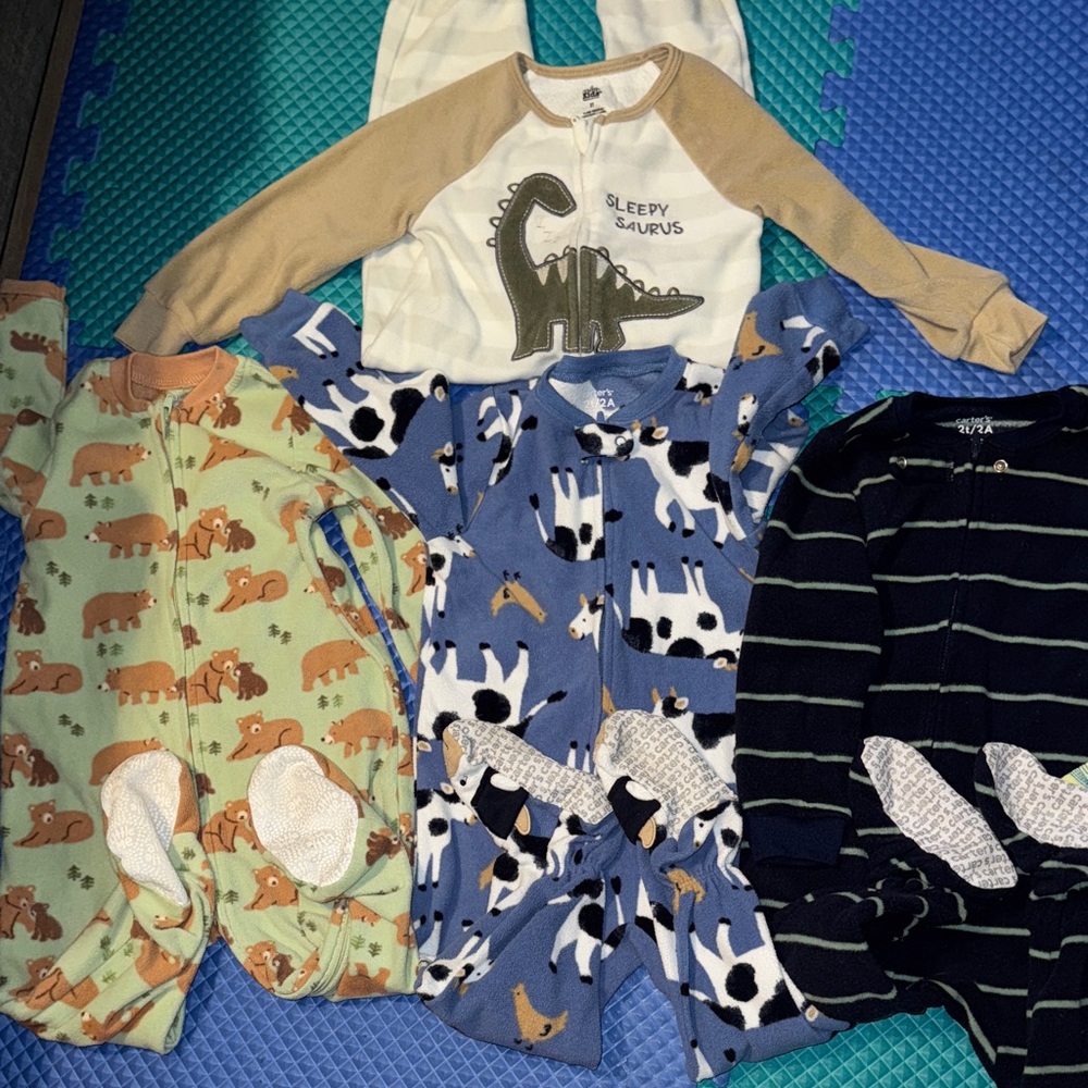 4 sets 2T fleece Baby Animal Print Sleepers Set